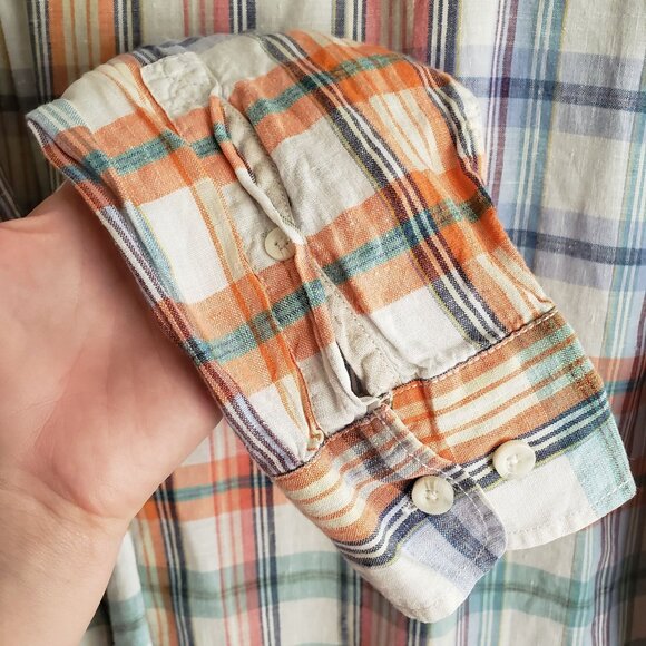 Tommy Bahama 100% Linen Plaid Shirt XL Relaxed Fit Multicolor Button Up - Picture 10 of 12
